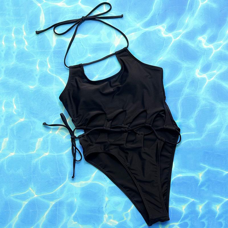 Fashion Women Sexy Swimsuit Backless Black Hollow Out Bathing Suit Swimwear Bikini