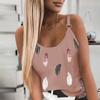 New Women Fashion Summer Casual Sleeveless Feather Print Spaghetti Strap Tops