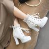 Botas de Estilo Lolita para Mujer con Tacón Grueso, Estilo Martin, Suela Gruesa y Cordones, Tallas Grandes