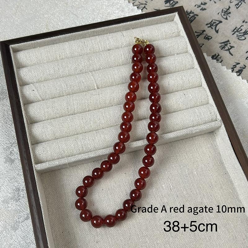 

Изысканный красный агат натуральный камень круглые бусины ожерелья для женщин девочек легкая роскошная ключичная цепочка ювелирные изделия аксессуар 10mm
