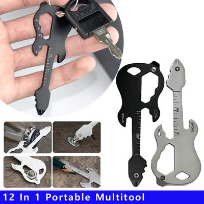 12-in-1 Multifunktions-Schlüsselanhänger Kreativer Gitarren-Öffner Tragbares Multitool Gadgets Hochzeitsgeschenke für Gäste Schraubendreher-Halskette