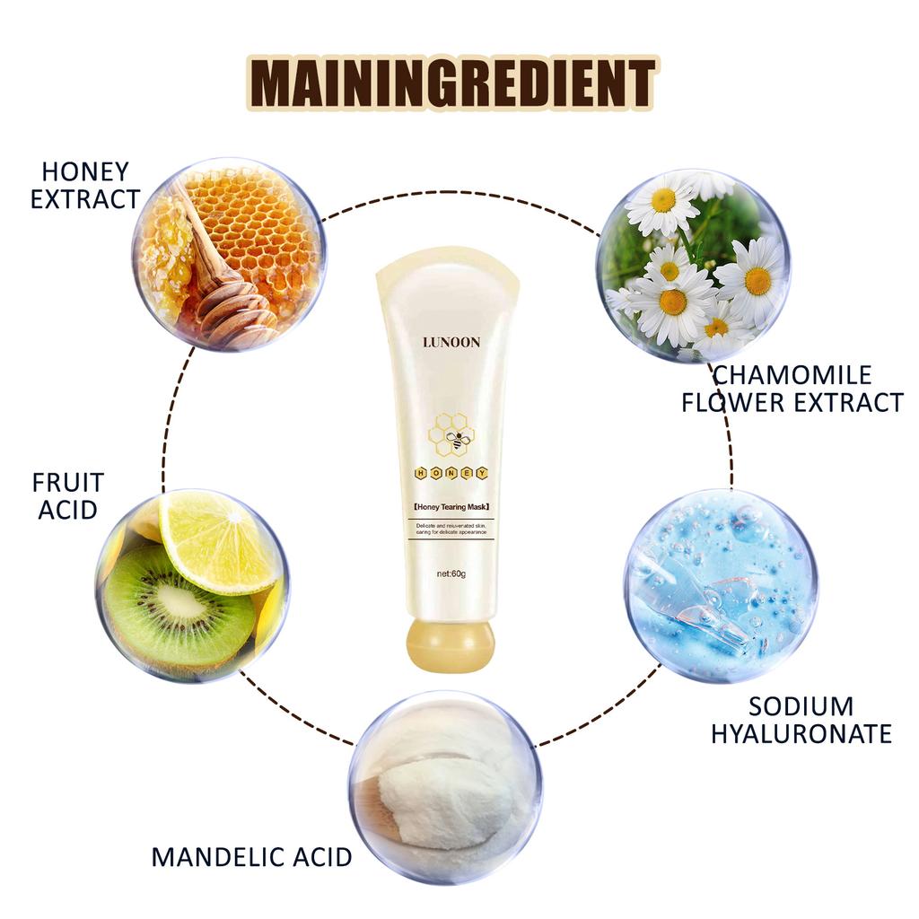 Honey Peel-off Mask Tightens Pores Reduces Blackheads Moisturizes and Hydrates Nourishes Applicator Mask