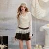 UNIFREE Slim-Fit Cowl Neck Ruffle Tee with Belt