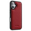 MELKCO For iPhone 16 Plus Case Genuine Cow Leather Coated PC Phone Cover