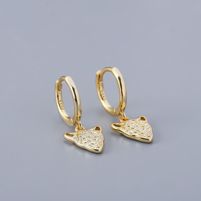 ANENJERY Leopard Animal Hoop Earrings Female Creative Light Luxury French Jewelry