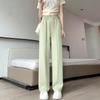 Macaron Suit Pants for Women's Pockets, Large Size Women's Casual Pants Wide-leg Straight Pants