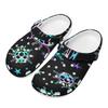 White EVA Clogs with Mystic Eye Print, Lightweight Slip On Garden Shoes, Breathable Beach Sandals, Indoor Outdoor Slippers for Men Women