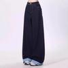 Plus Size Bowknot Plaid Patchwork High Waist Straight-Leg Denim Pants