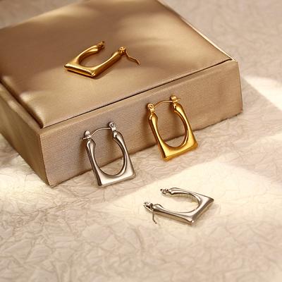 Premium Geometric Irregular Stainless Steel Earrings Niche Design Women's Temperament 18K Color Retaining Earrings