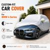 For BMW 4 Series Fit Full Car Cover Silver-Coated Oxford Fabric Side Zipper Access UV Protection Summer Sun Protection