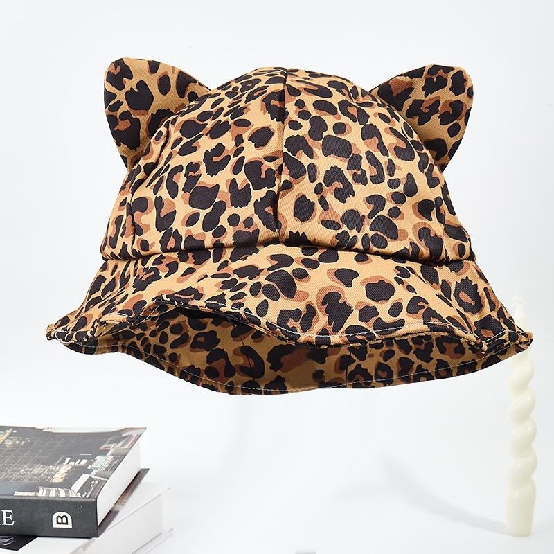 Spring and autumn sun hat sports leisure female leopard print basin hat sunscreen Internet celebrity bucket hat retro outdoor