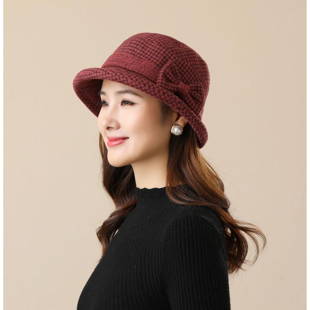 Höst- och vinterhatt dam förtjockad ullen bucket hat vår och höst basinhatt tyghatt