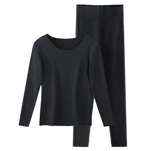 

Ailiyumo Термобелье с длинным рукавом, начес, экстра легко двигаться, идеально для зимы, женский комплект, Heattech, двухсторонний флис, влагоотводящее, чёрный