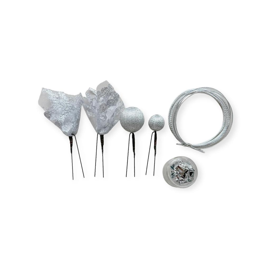 Silver Hair Ornament Coming of Age Ceremony Hair Accessory Ball Hairpin Mizuhiki Silver Foil Graduation Ceremony Japanese Dress Wedding Furisode