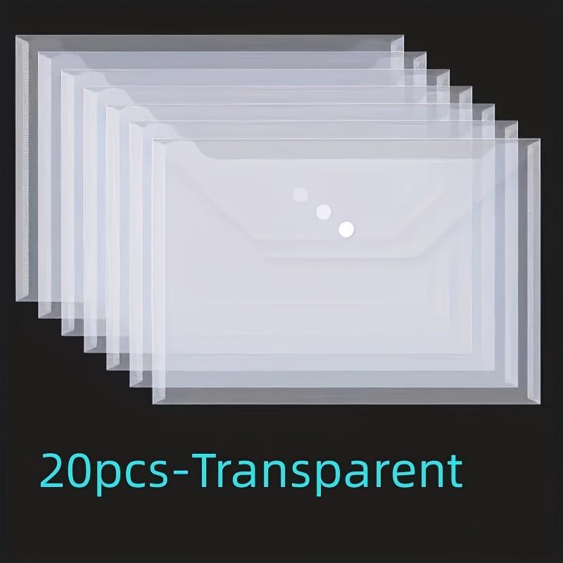 

20pcs Transparent Waterproof Reusable Envelope Folder with Buttons, A4 Size, Thickened Plastic Material for School Office Suppli прозрачный