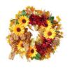 Autumn Harvest Sunflower & Maple Leaf Wreath for Thanksgiving Doorway Decoration