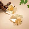 SHIXIN Creative Chic Petal Flower Stud Earrings Women Trendy Exquisite Wedding Bridal Gold Color Piercing Ear Daily Jewelry Gift