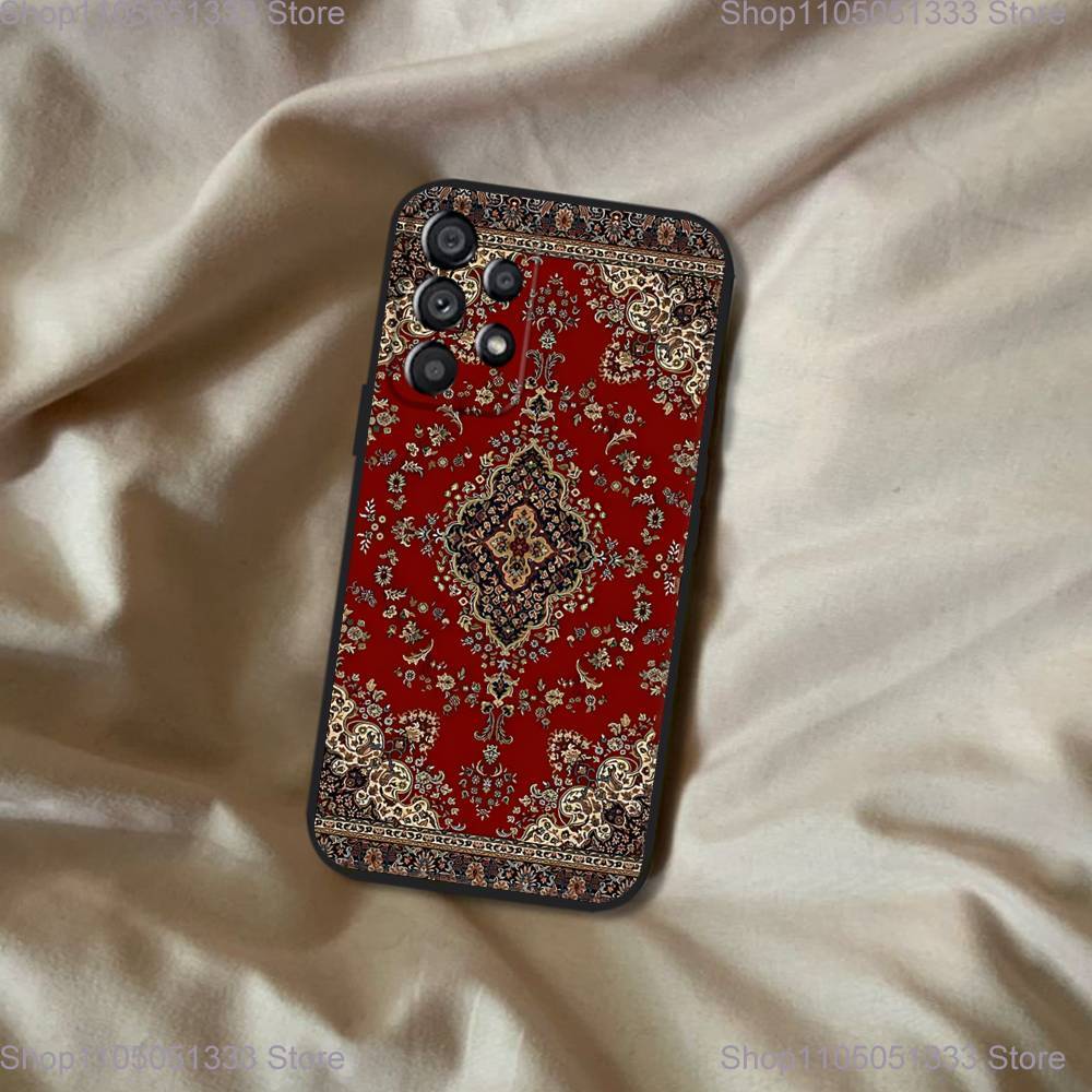 Persian Carpet Floral Pattern Phone Case For Samsung Galaxy A20,A21s,A22,A31,A32,A52,A53,A72,73,A80 Soft Black Cover