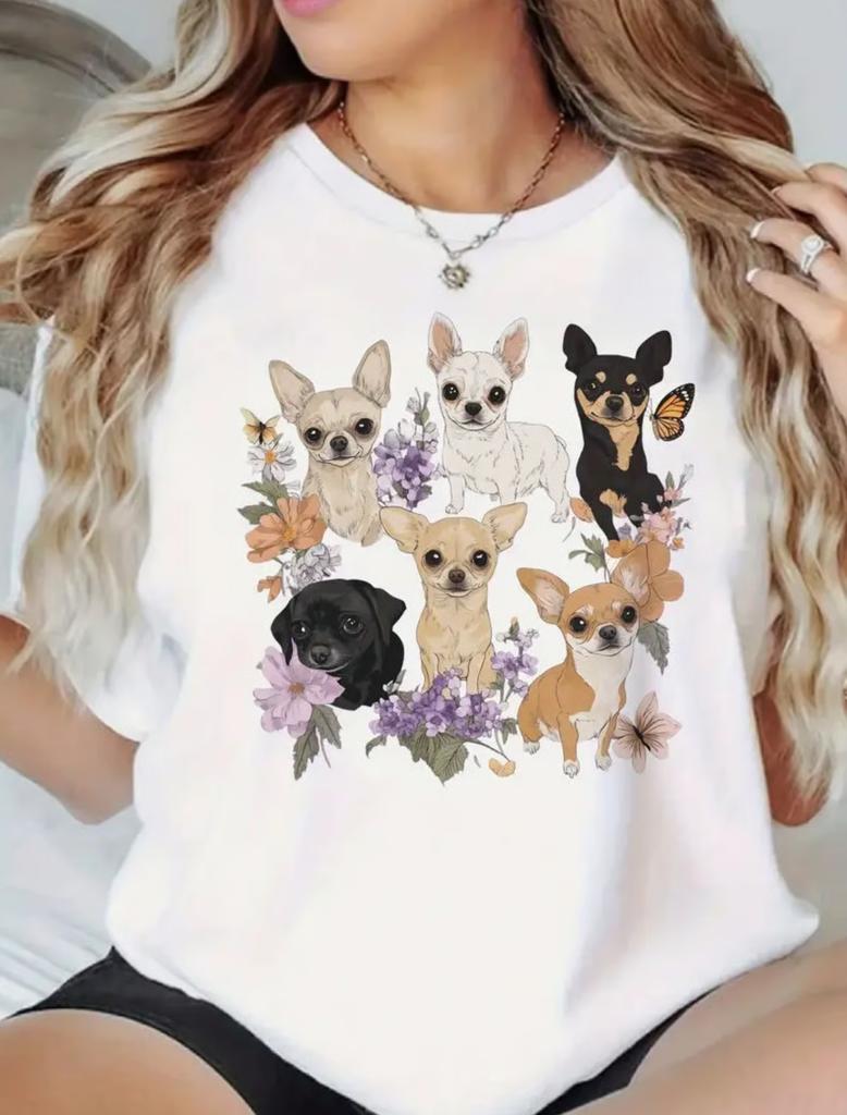 Watercolor Floral Kitten Graphic Tee Adorable Design With Cats Hydrangeas And Butterflies Soft Short Sleeve Casual Top For Summer