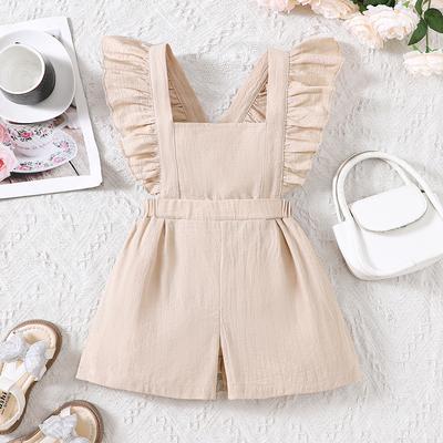 Kinderbekleidung Neu Frühling/Sommer Mädchen Rüschen Einfarbig Kurzer Jumpsuit