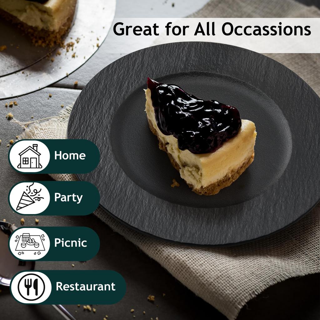 MIAMIO - 23cm, Dinner Plate Set of 4 Ceramic Plate Set, Dinnerware Set - Modern Plates, Microwave and Dishwasher Safe - Oasis Collection