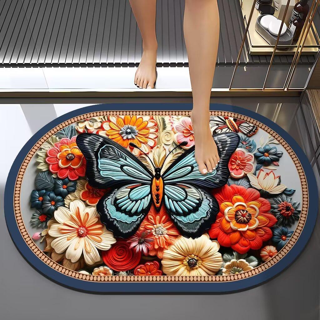 Výšivka v čínském stylu Větrná diatomová bahenní rohož Absorpční Špinavá koupelnová protiskluzová rohož Domácí koupelna Snadno se udržuje Rohožka na nohy