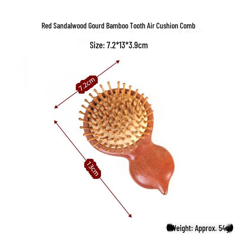  Pettine Massaggiante con Cuscinetto d'Aria in Sandalo Dorato - Pettine Retrò in Legno Massiccio per Capelli Lunghi da Donna