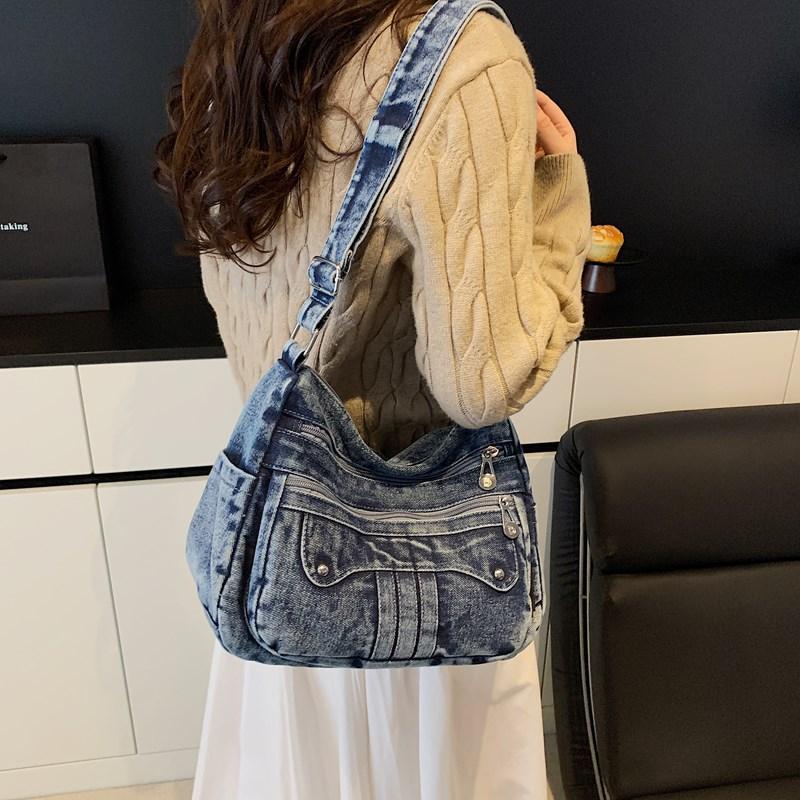 Casual Denim Crossbody Bag Women's Lightweight Commuter Shoulder Bag Fashionable New Style Versatile Korean Design