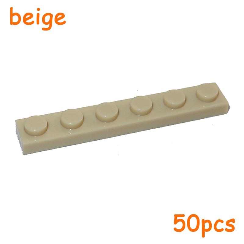 50PCS Size 1x6 Dot Plate MOC Assemble Particles DIY Building Blocks 1*6 Figures Bricks Educational Creative Toy for Kid 3666