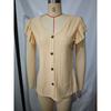 Womens V Neck Eyelet Embroidered Blouse With Short Flutter Sleeves Casual Button Down Top