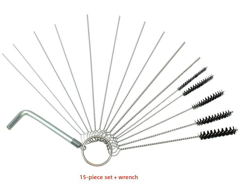 15-Piece Carburetor & Spray Gun Cleaning Set: Stainless Needles & Nylon Brushes