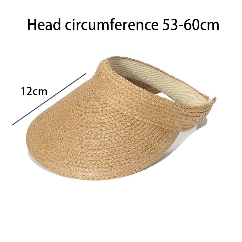 Fashion Anti-UV Summer Visors Hat Empty Top Raffia Empty Top Hat Weaving Headband Style Sunshade Cap Woman