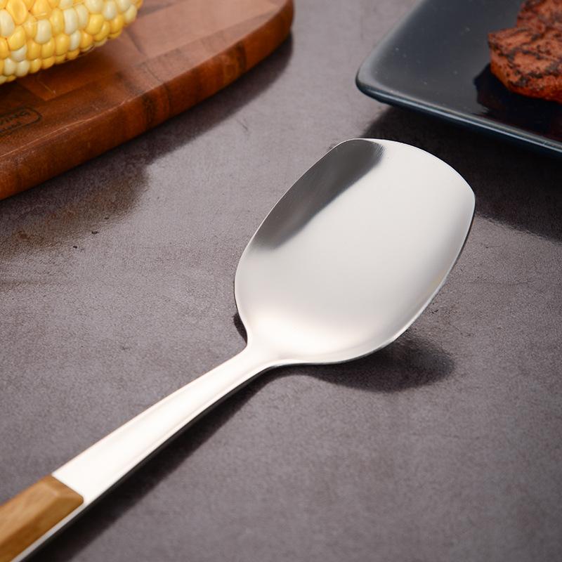 Verdickter Edelstahl Haushaltsküchenspatel Bratspatel Reislöffel Sieb zum Kochen