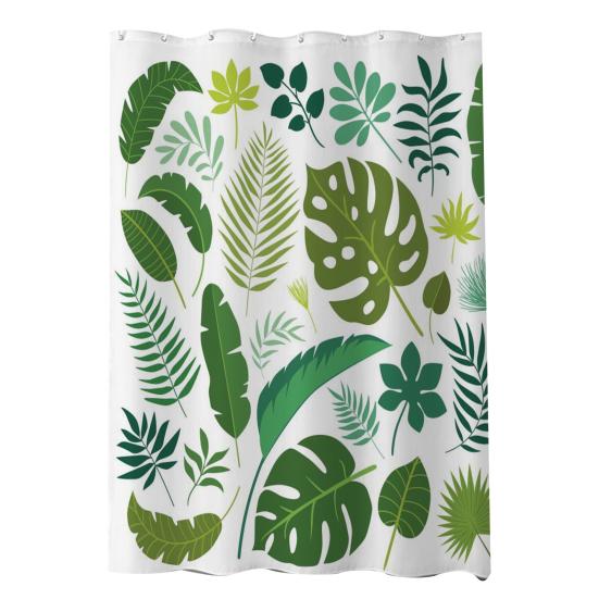 Waterproof Shower Curtain with Hooks Exquisite Pattern Quick-drying Plants Print Shower Curtain Decoration Bathroom Supplies