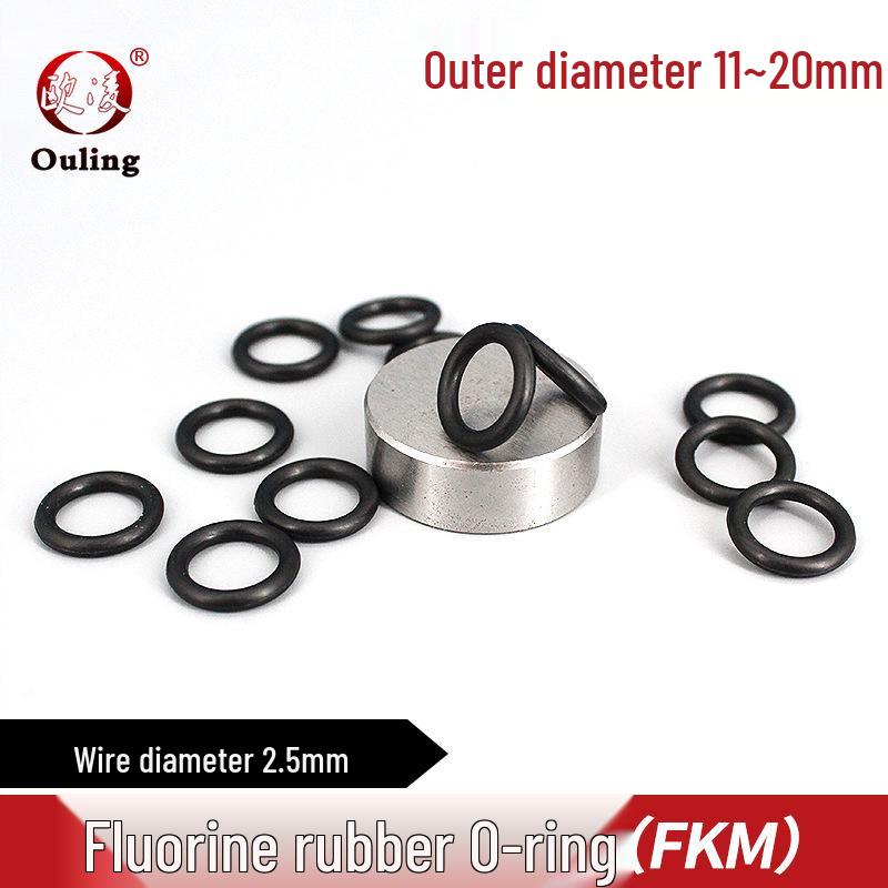 Black Fluororubber O-ring, Temperature & Pressure Resistant, OD: 11-20mm x 2.5mm 10mm OD (10 pcs) Black Fluororubber O-ring