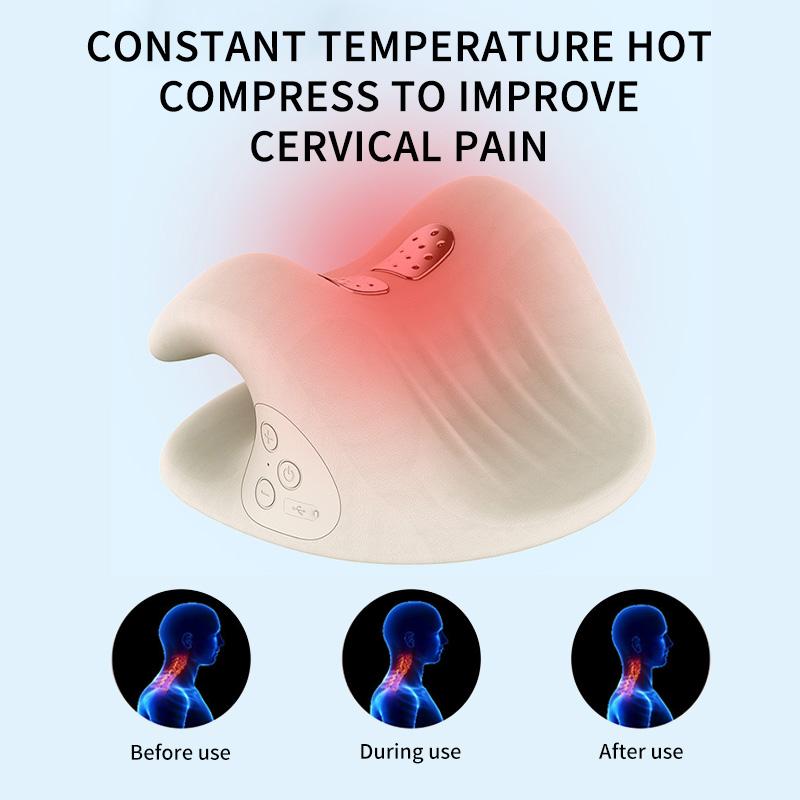 Cervical Massage Pillow Rechargeable Corrective Traction Hot Compress for Sleep EMS Massage Shoulder and Neck Soothing Pillow