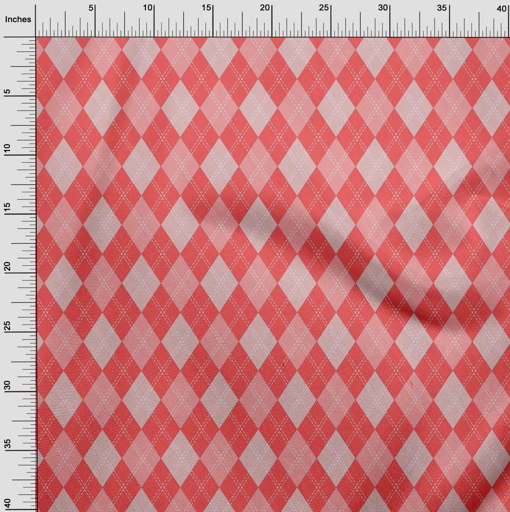 oneOone Cotton Flex Bright Red Fabric Check  Fabric For Sewing Printed Craft Fabric By The Yard 40 Inch