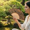 Vintage Bohemian Style Cork Folding Fan Graft Gift Props Wooden Folding Fan Home Decor Hand Folding Fan