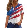 Women's Fashion Casual Independence Day Printed V-Neck Short Sleeve Button Top