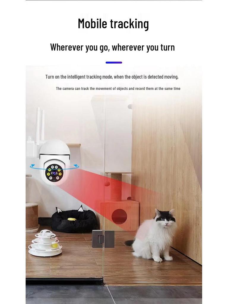 Wireless Indoor WiFi Surveillance Camera with Punch-Free Installation and Full-Color Night Vision