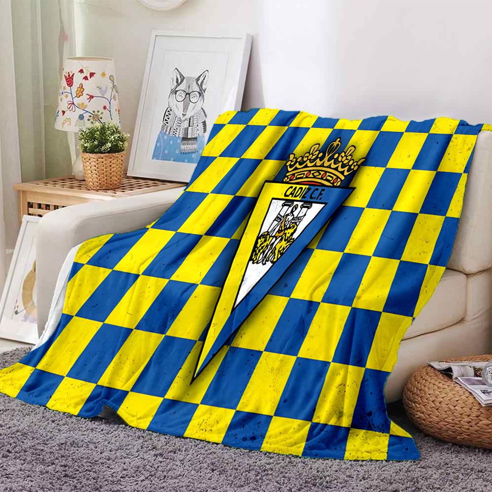 Cadiz Cf Badge Design Flannel Blanket, Soft Polyester, Modern Design, All-Season for Camping, Travel, Gifts for holidays or birthdays