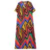 Summer Thin Cotton Linen Print V-neck Loose Oversized Simple Casual Vacation Style Medium Long Dress for Women Dresses