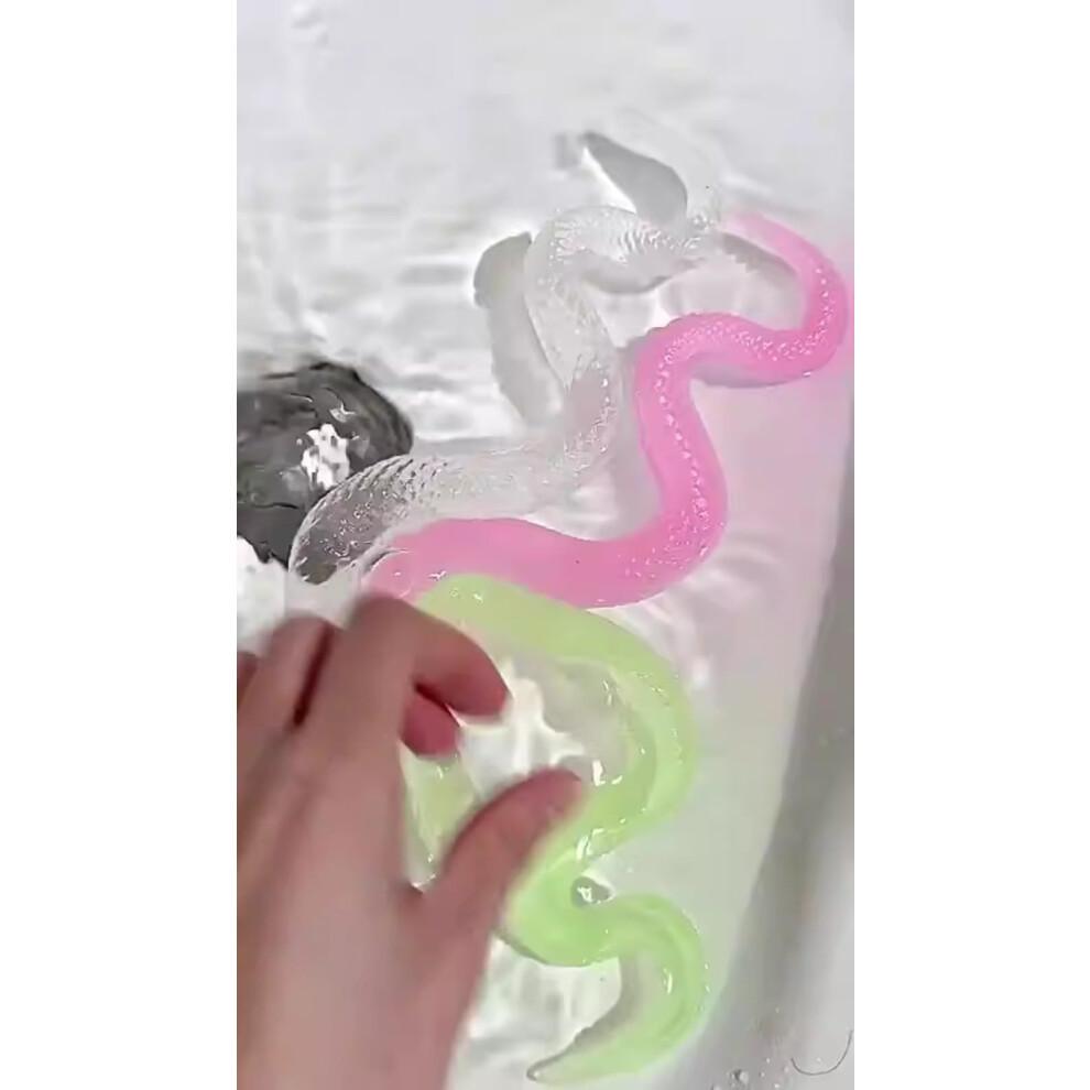 Transparent Snake Squishy Toy Chubby Ice Green Fidget for Stress Relief At Office or School