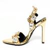 Fashion 11cm New Pointed Head Gold Rivet Rhinobason Fine Heels Summer Sandals European And American Fashion Shoes