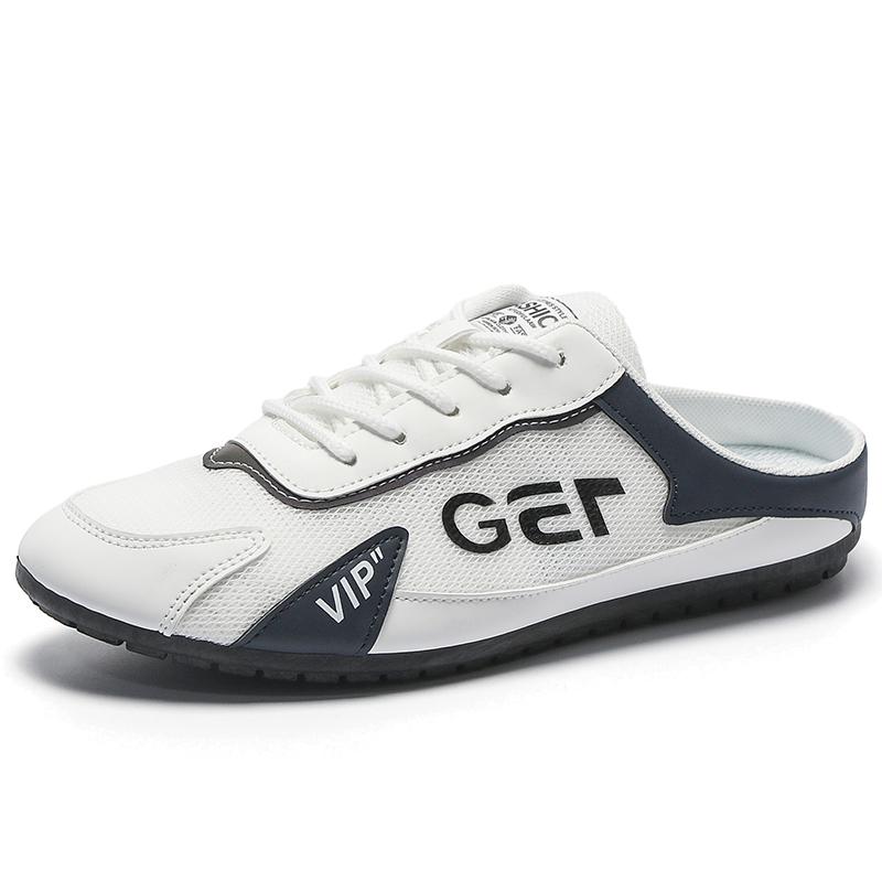 2024 Fashion men New Style lat-soled Wild Flat-bottomed Summer Thin Section Baotou Half Slippers Men Casual Shoes Zapatos Hombre