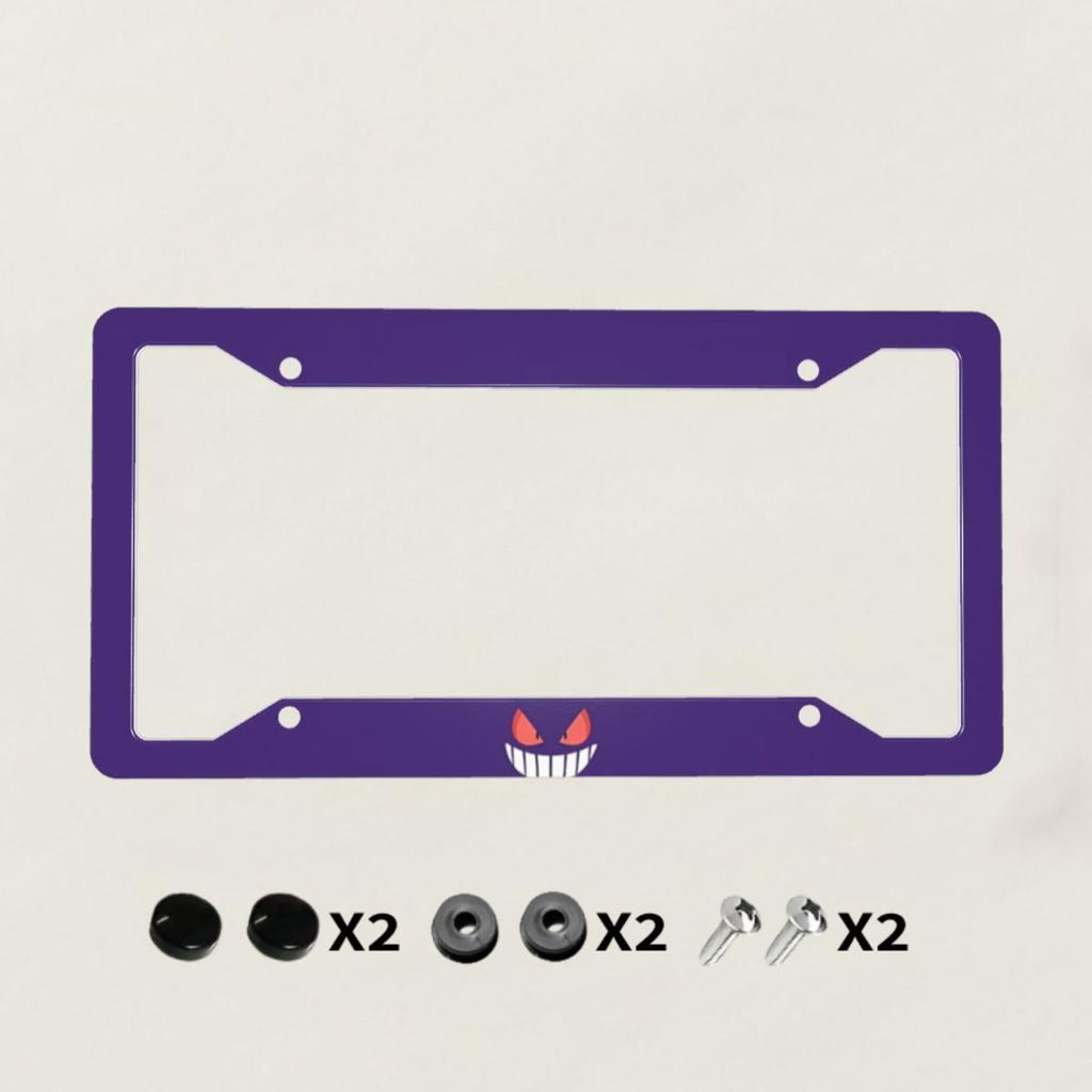 1pc Aluminum Innovative Design of License Plate Frame,Purple,Evil Smiling Face,Gift for Friends,For Decoration,31X16cm License Plate Covers Frames 6