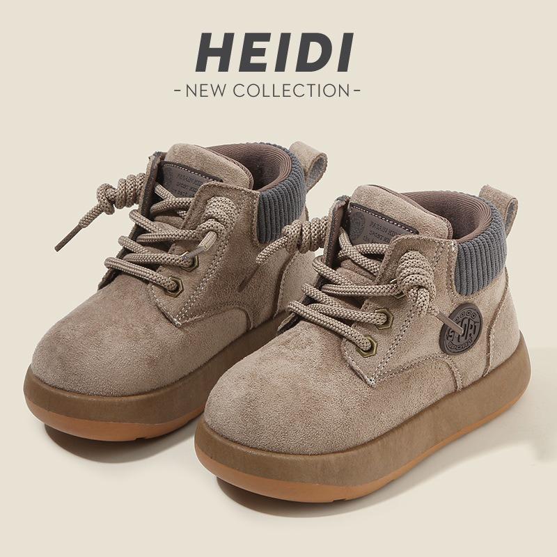 Kids Vintage British Style Soft Sole Low Top Ankle Boots Unisex Children Casual Shoes
