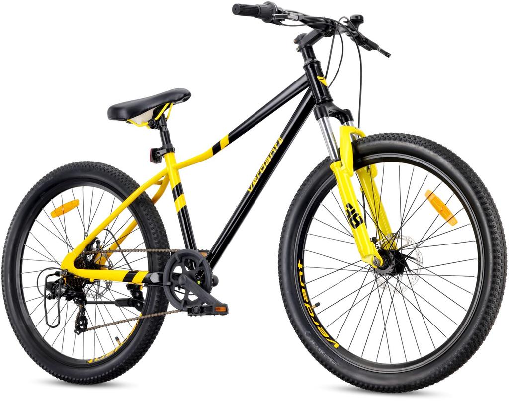 Rower Górski 26 Cali Mtb Shimano 7 Biegów Amortyzator Tarczowe Stopka Verdant Calix Czarny Żółty