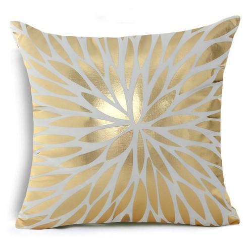 Golden Love Leaves Bronzing Cushion Decorative Pillow Black And White Velvet Pillowcase Home Decor Sofa Throw Pillows 17*17Inch
