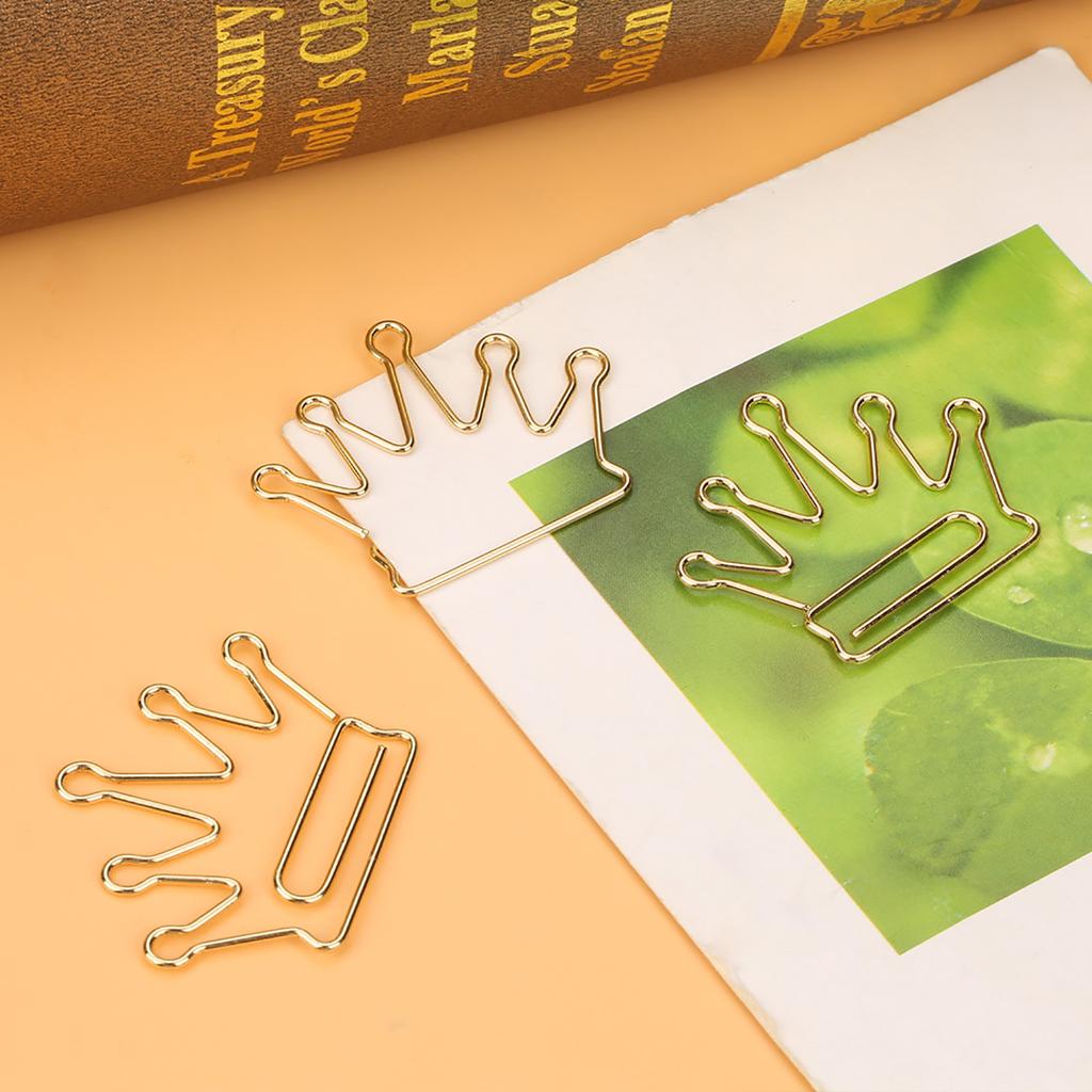 10pcs Crown Shape Paper Clips Bookmark Marking Document Organizing Clip Stationery Supplies